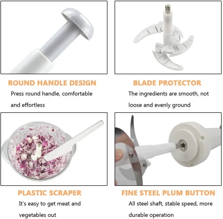 Hand chopper Manual Food Chopper, 2000ML Speedy Chopper with 3 Curved Stainless Steel Blades