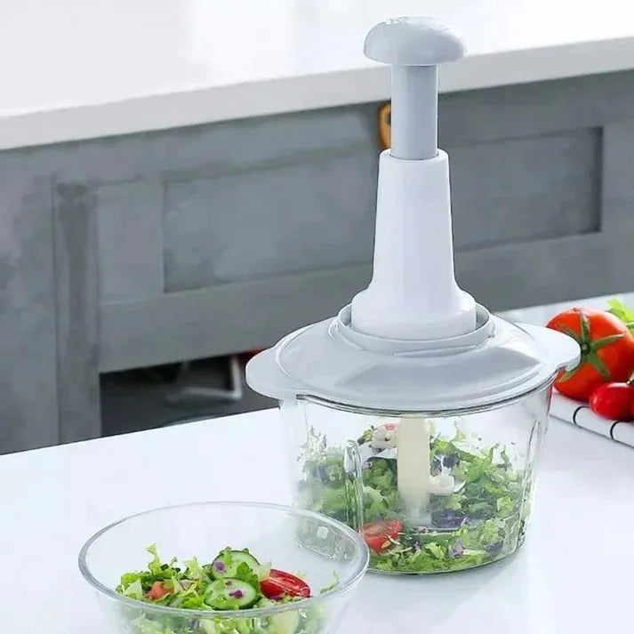 Hand chopper Manual Food Chopper, 2000ML Speedy Chopper with 3 Curved Stainless Steel Blades