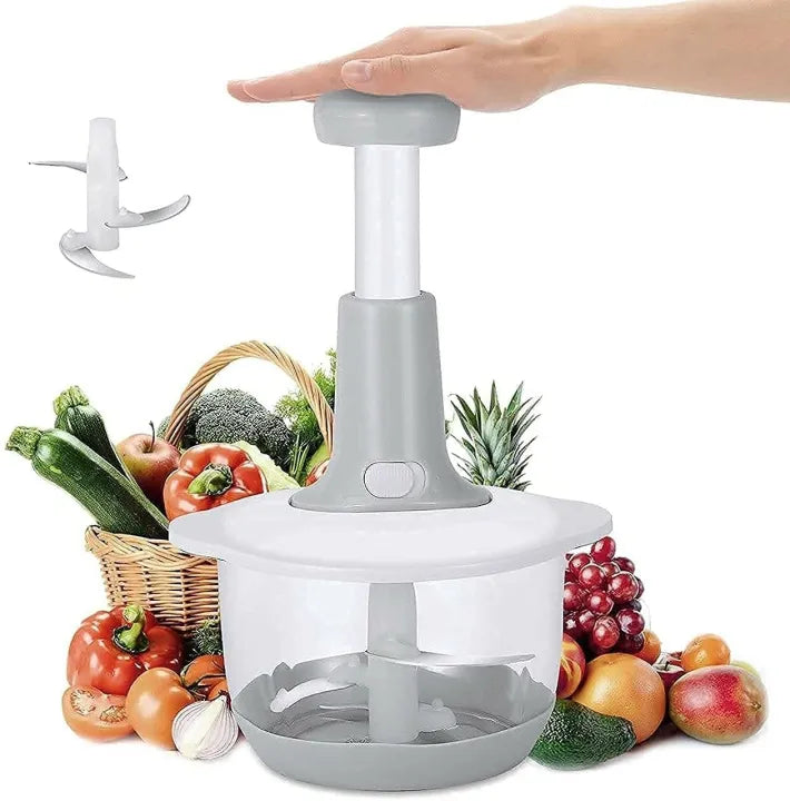 Hand chopper Manual Food Chopper, 2000ML Speedy Chopper with 3 Curved Stainless Steel Blades