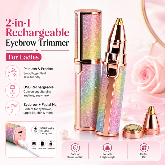 2-in-1 Rechargeable Eyebrow Trimmer & Facial Hair Remover for Women