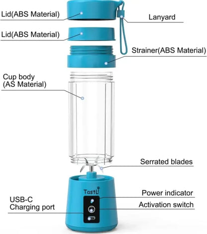 USB Rechargeable 6 Blades Portable  Juicer Blender