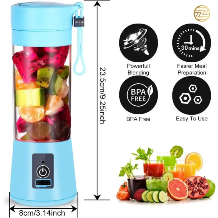 USB Rechargeable 6 Blades Portable  Juicer Blender