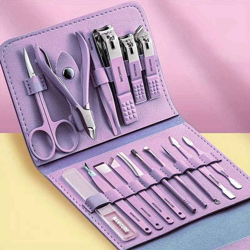 Nail Clipper Manicure Pedicure Set With Leather Case (Premium Quality)