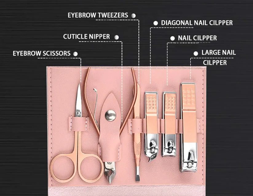 Nail Clipper Manicure Pedicure Set With Leather Case (Premium Quality)
